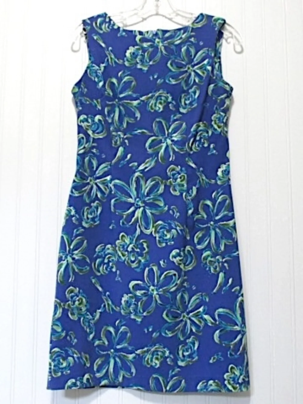John Roberts Azure Blue Green Floral Sleeveless Summer Sheath Dress, Size S - Picture 9 of 9